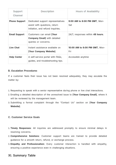 Free Retail Return and Refund Policy Template to Edit Online