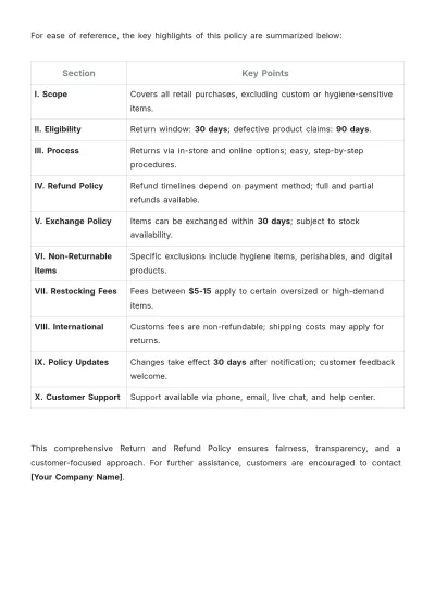 Free Retail Return and Refund Policy Template to Edit Online