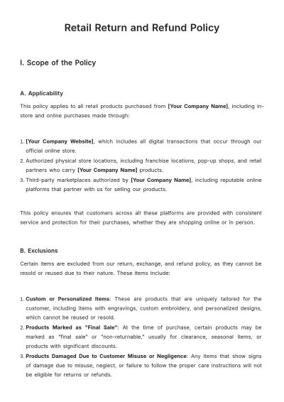 Free Retail Return and Refund Policy Template to Edit Online