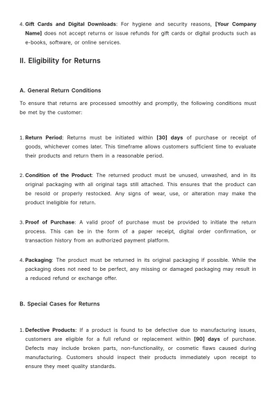 Free Retail Return and Refund Policy Template to Edit Online
