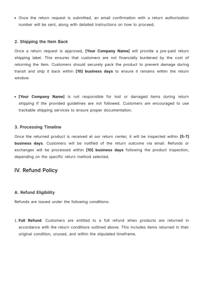 Free Retail Return and Refund Policy Template to Edit Online
