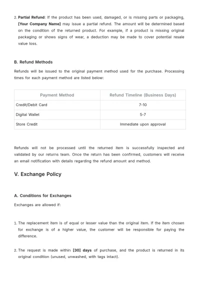 Free Retail Return and Refund Policy Template to Edit Online
