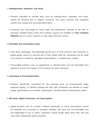 Free Retail Return and Refund Policy Template to Edit Online