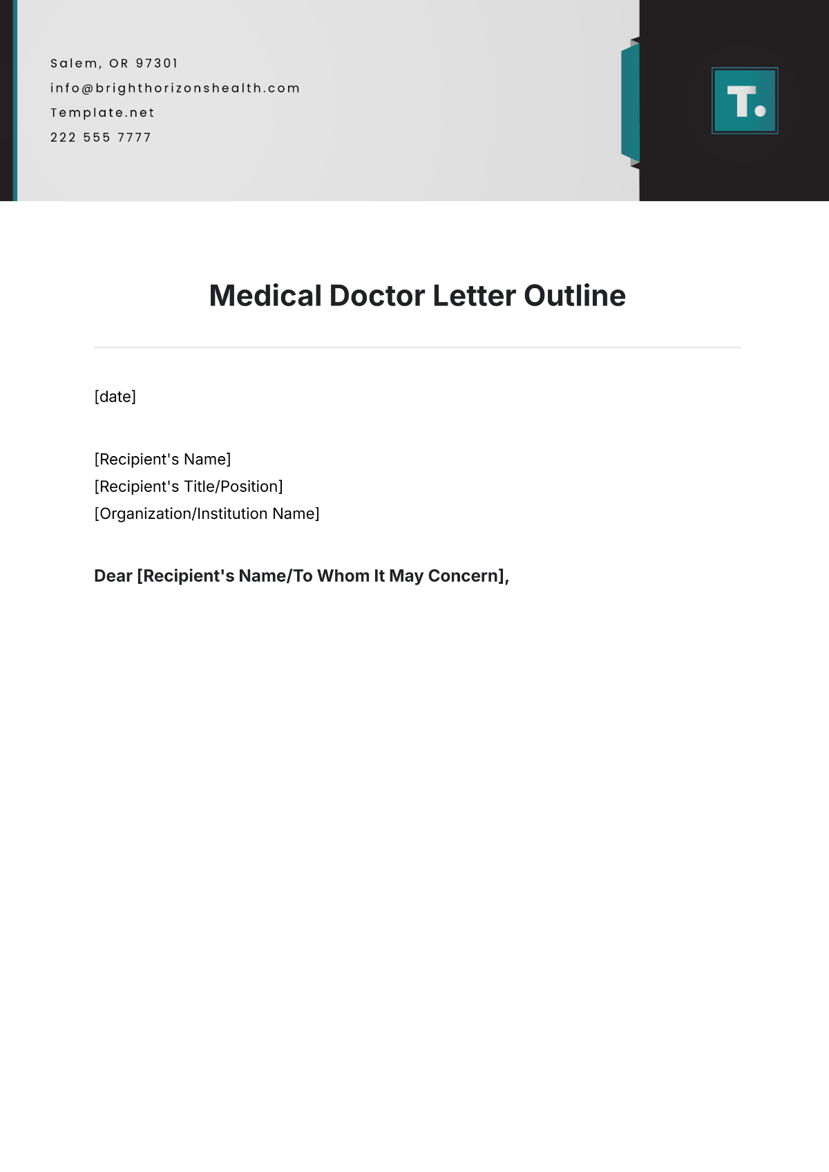 Medical Doctor Letter Outline Template - Edit Online & Download