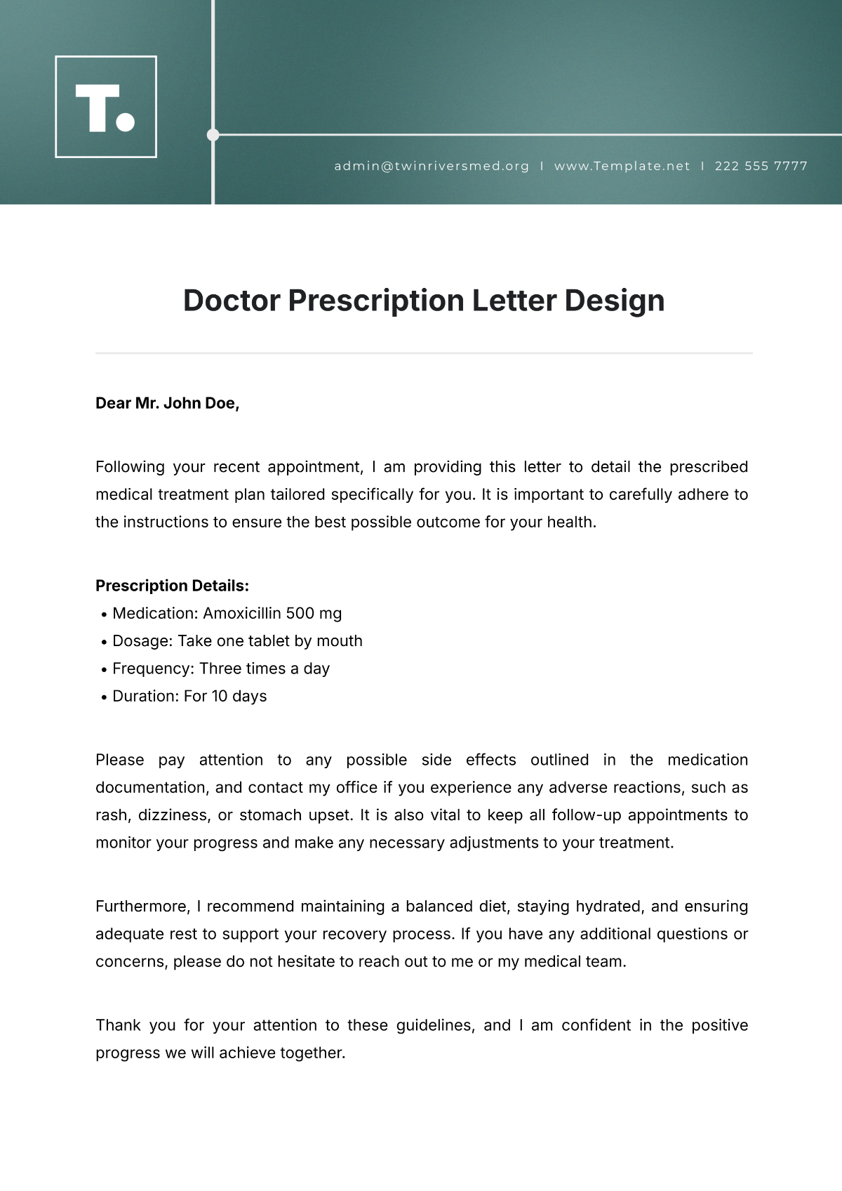 Doctor Prescription Letter Design Template - Edit Online & Download