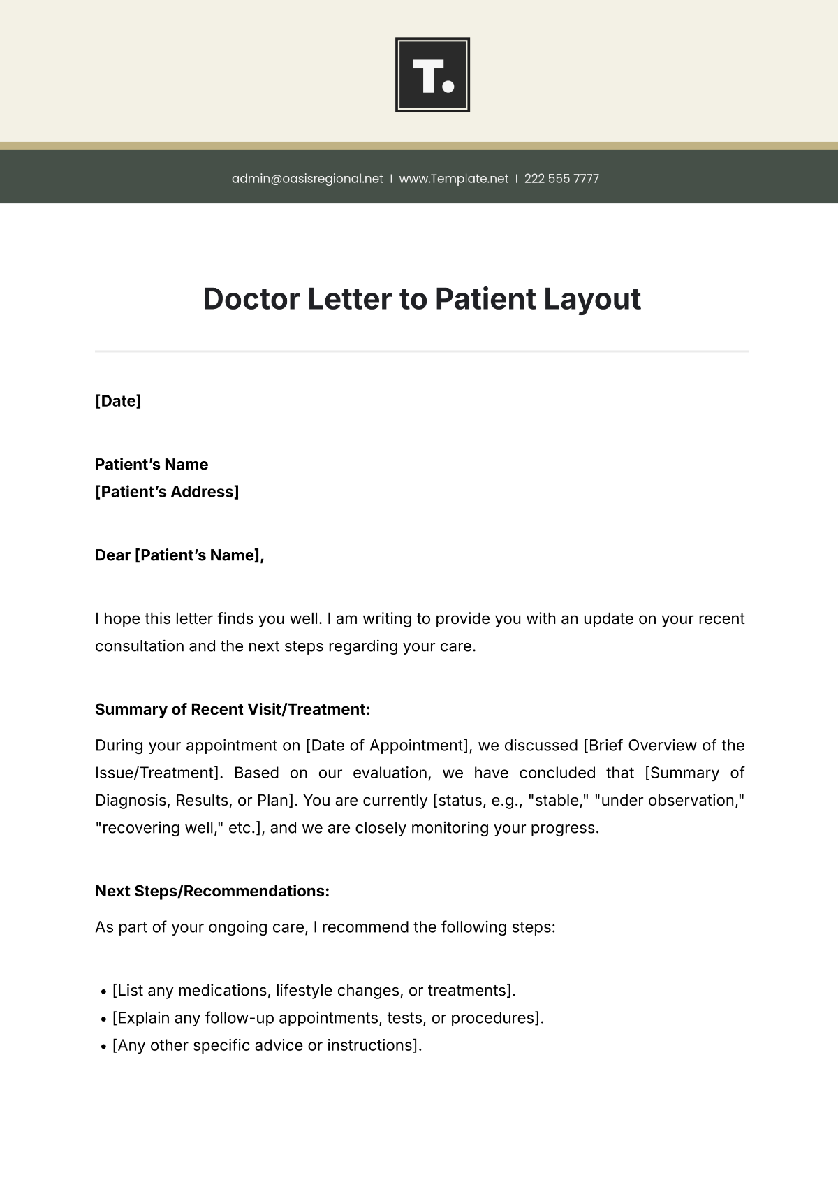 Doctor Letter to Patient Layout Template - Edit Online & Download