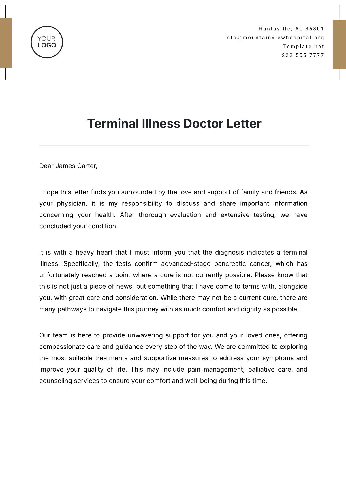 Terminal Illness Doctor Letter Template