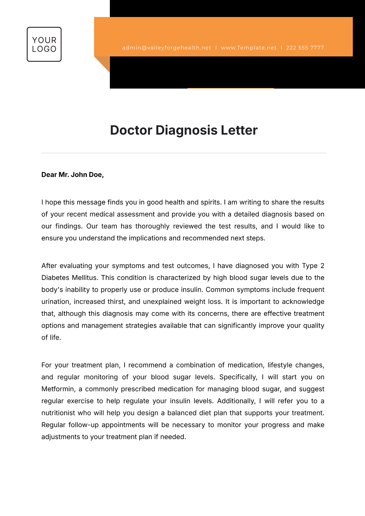 Doctor Diagnosis Letter Template