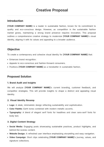 Free Creative Proposal Template to Edit Online