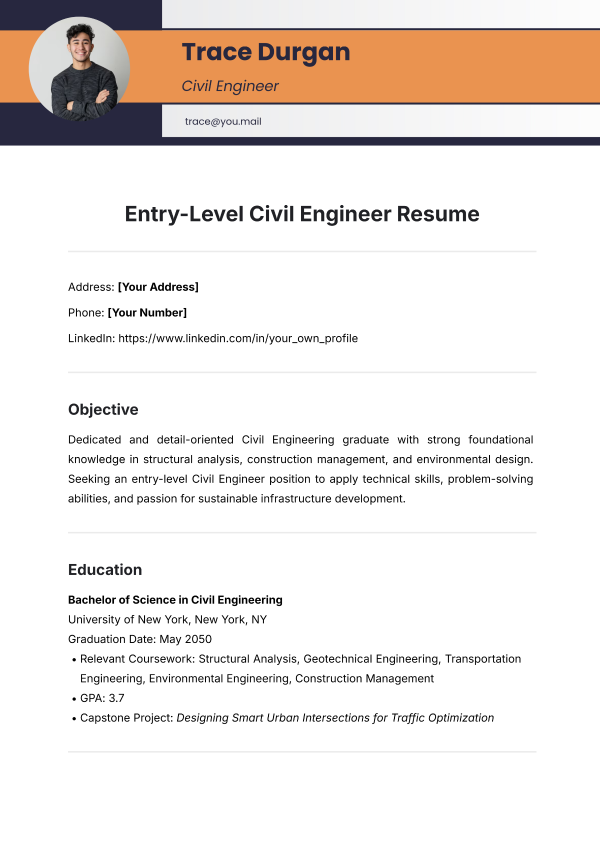 Entry-Level Civil Engineer Resume Template