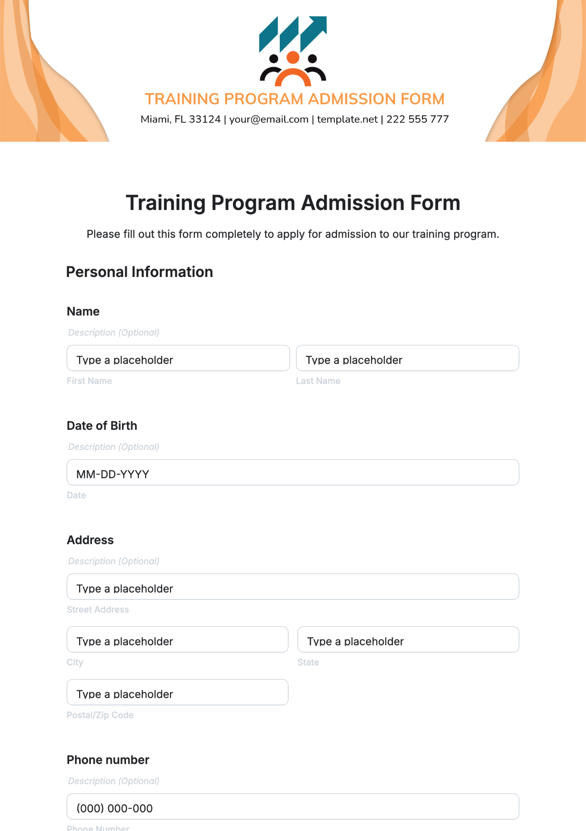 Training Program Admission Form Template - Edit Online & Download