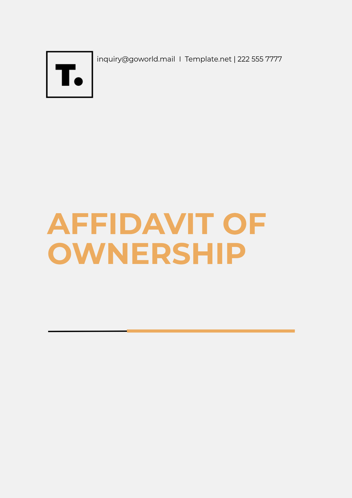 Affidavit of Ownership Template