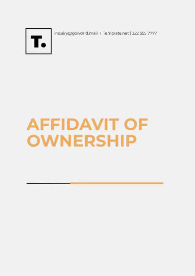 Free Affidavit of Ownership Template to Edit Online