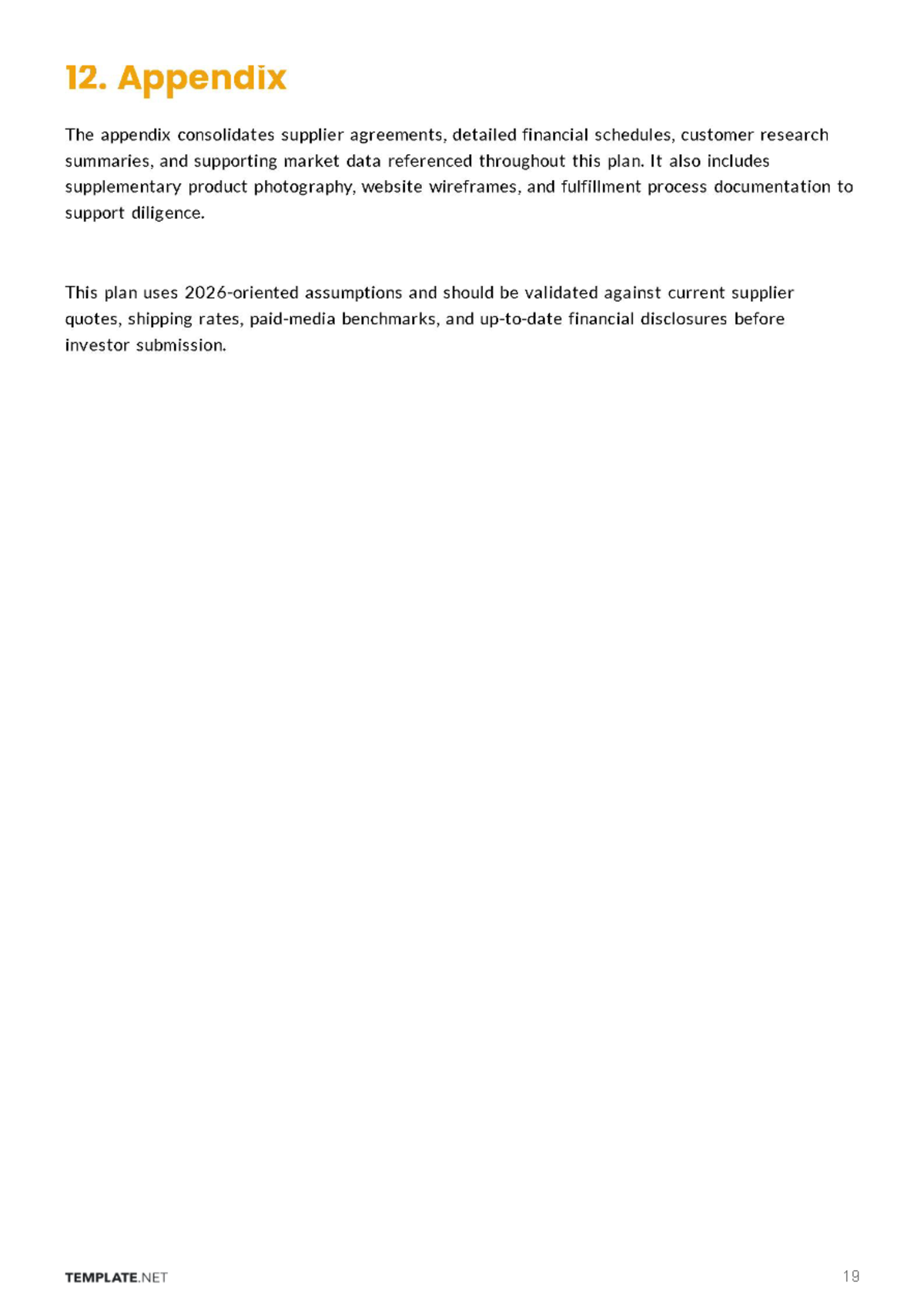 Free E-Commerce Business Plan Template to Edit Online