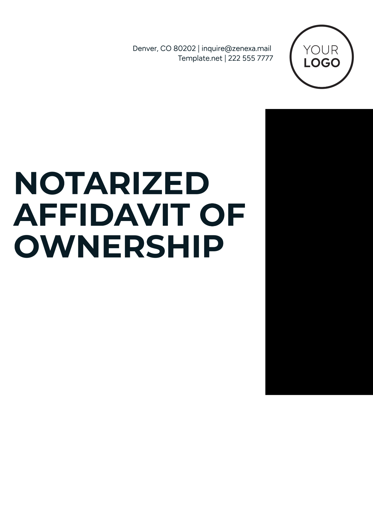 Notarized Affidavit of Ownership Template - Edit Online & Download