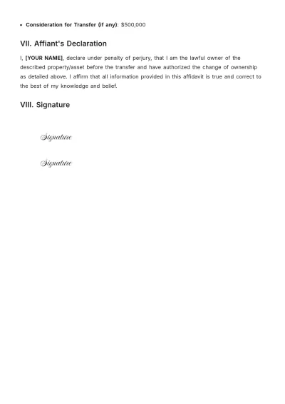 Free Affidavit of Change of Ownership Template to Edit Online