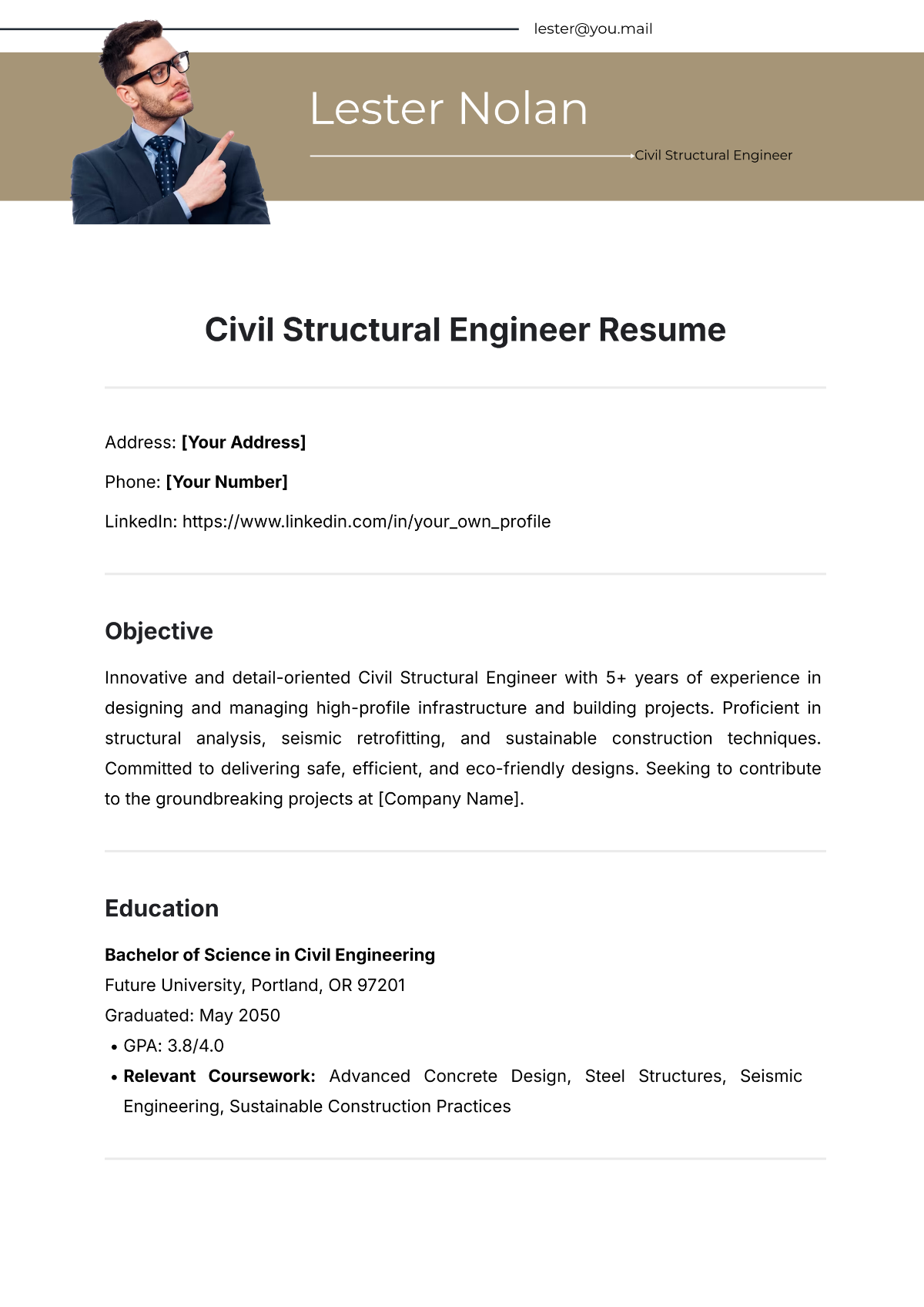 Civil Structural Engineer Resume Template