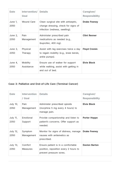Free Home Nursing Care Plan Template to Edit Online