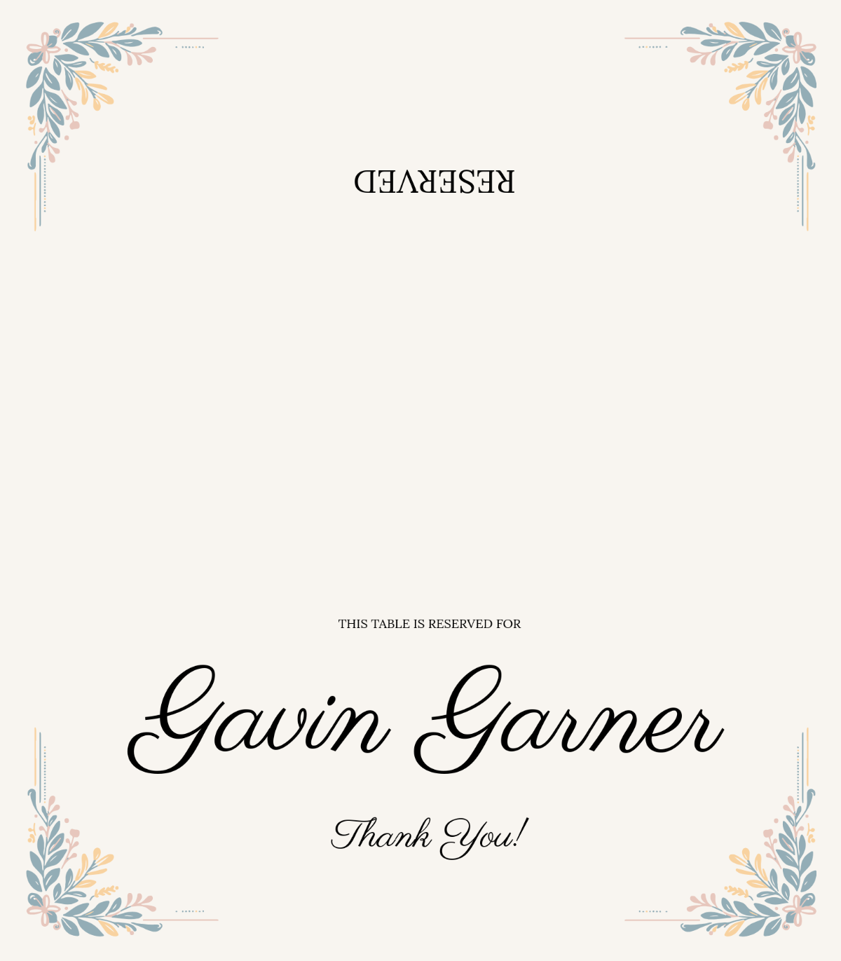 Calligraphy Place Card Template - Edit Online & Download