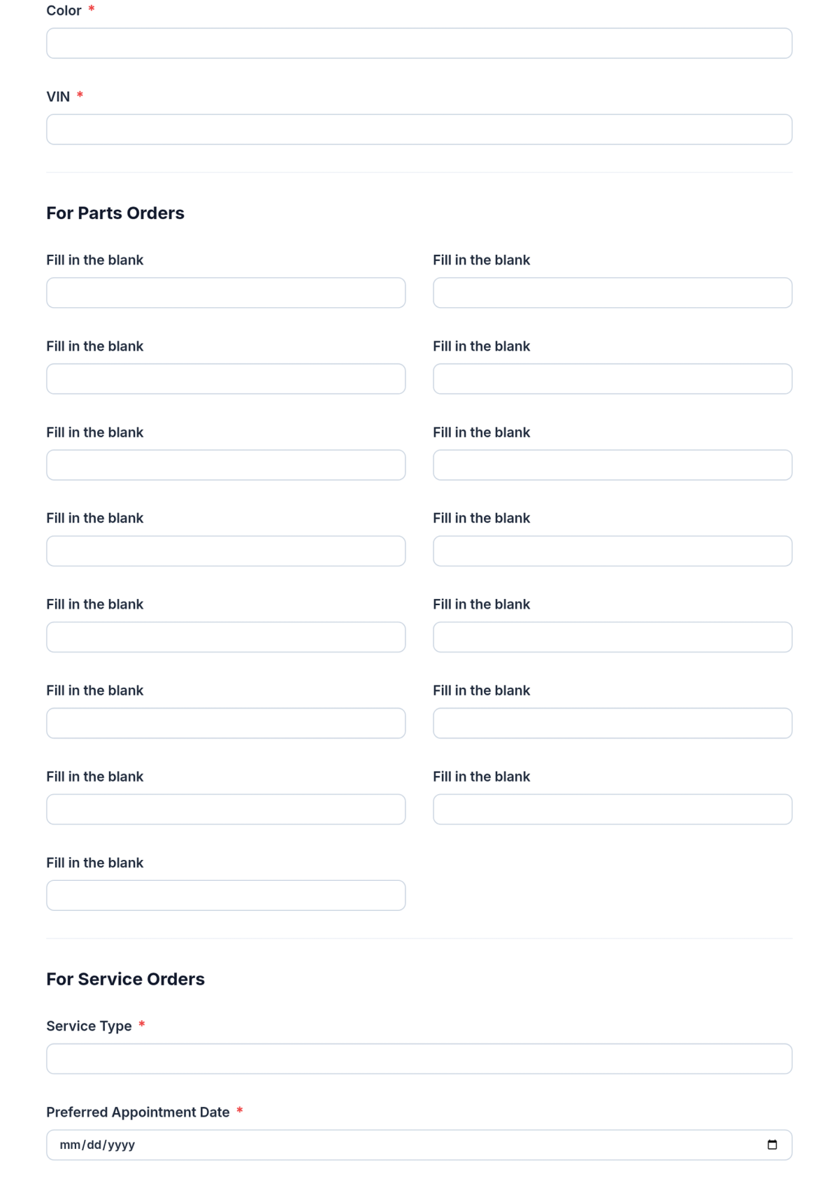 Free Automotive Order Form Template & AI Automotive Order Form Maker