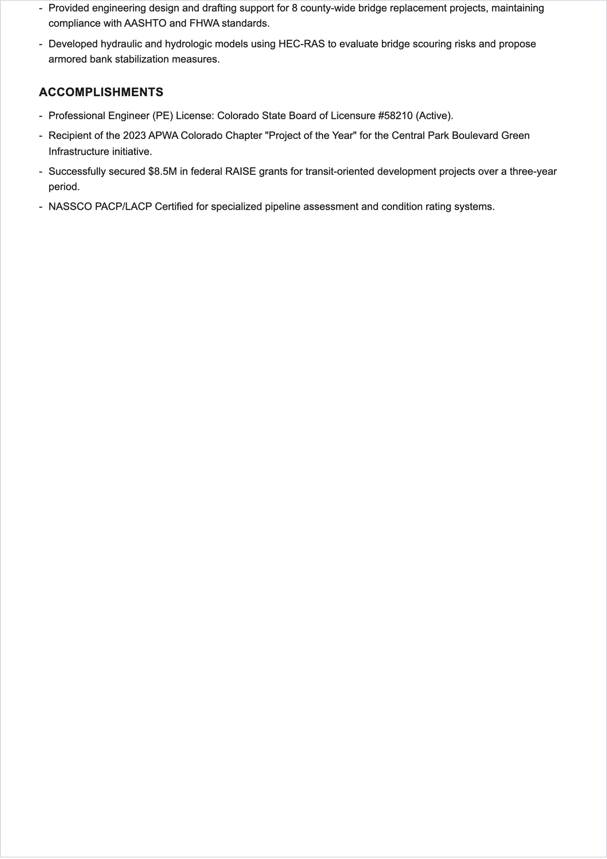 Free Government Civil Engineer ATS Resume Template, AI Resume Builder