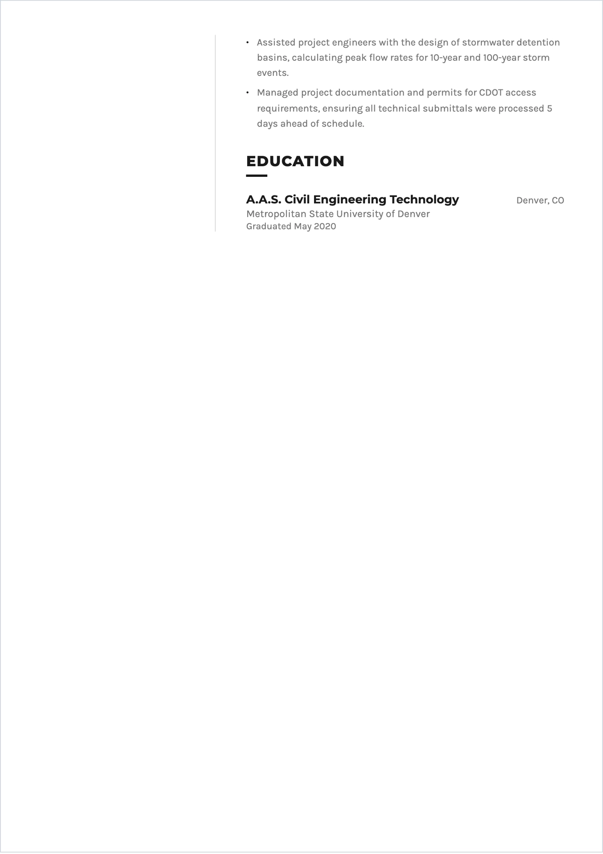 Free Civil Engineering Technician ATS Resume Template