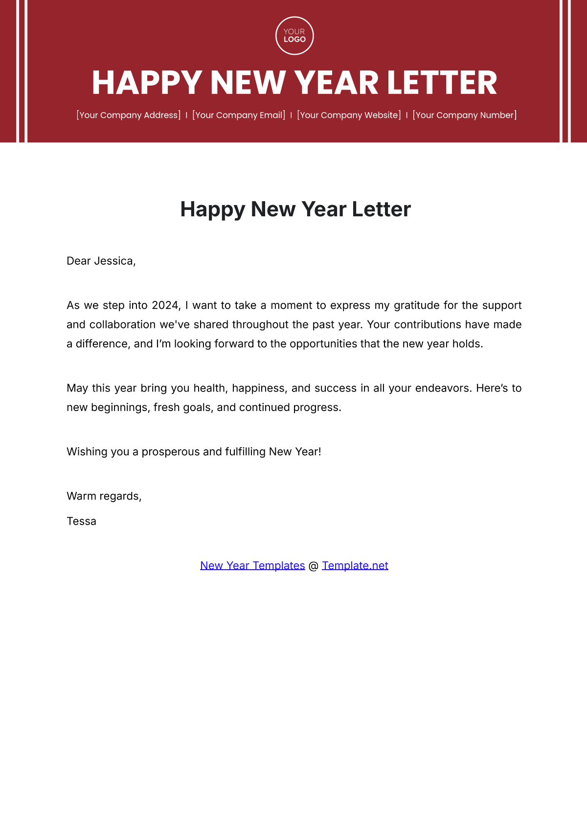 Free Happy New Year Letter Template