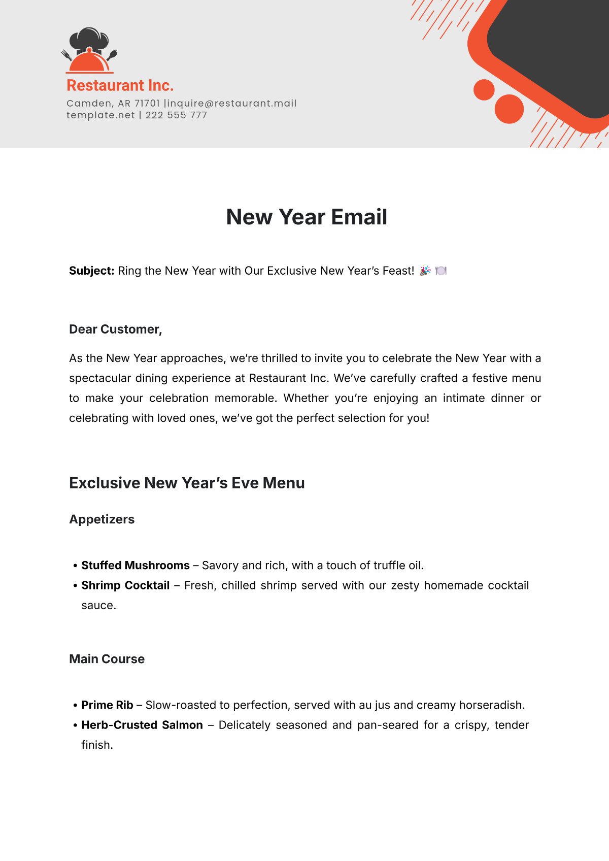 New Year Email Template