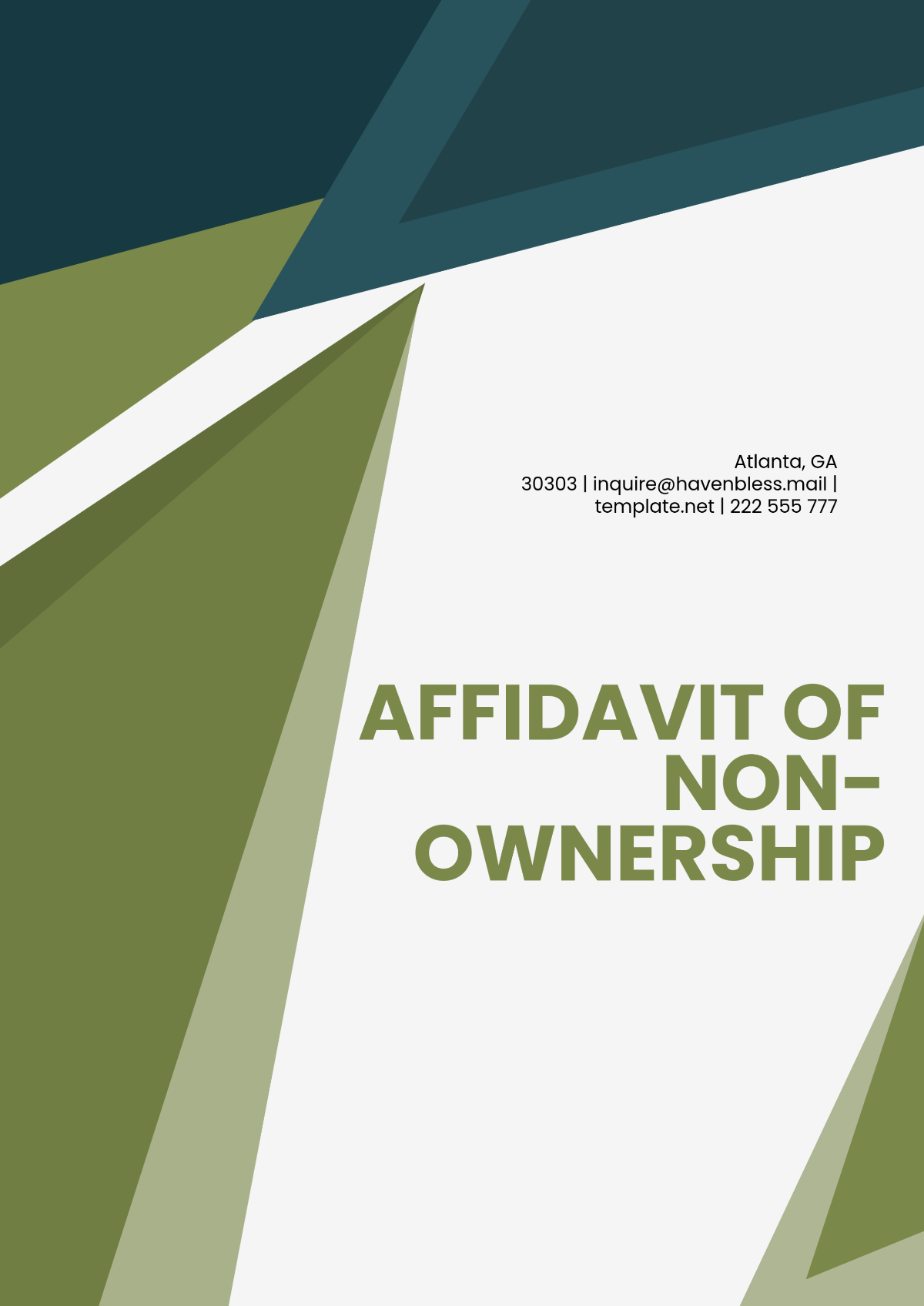 Affidavit of Non-Ownership Template - Edit Online & Download