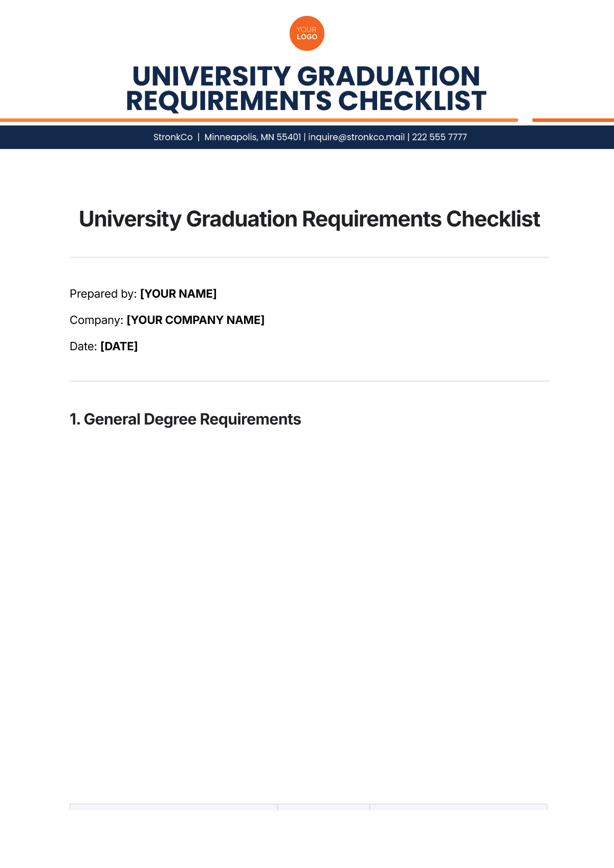 University Graduation Requirements Checklist Template - Edit Online & Download