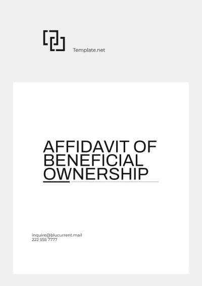 Free Affidavit of Beneficial Ownership Template to Edit Online