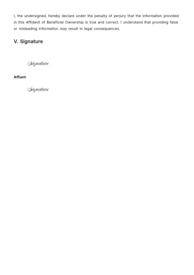 Free Affidavit of Beneficial Ownership Template to Edit Online