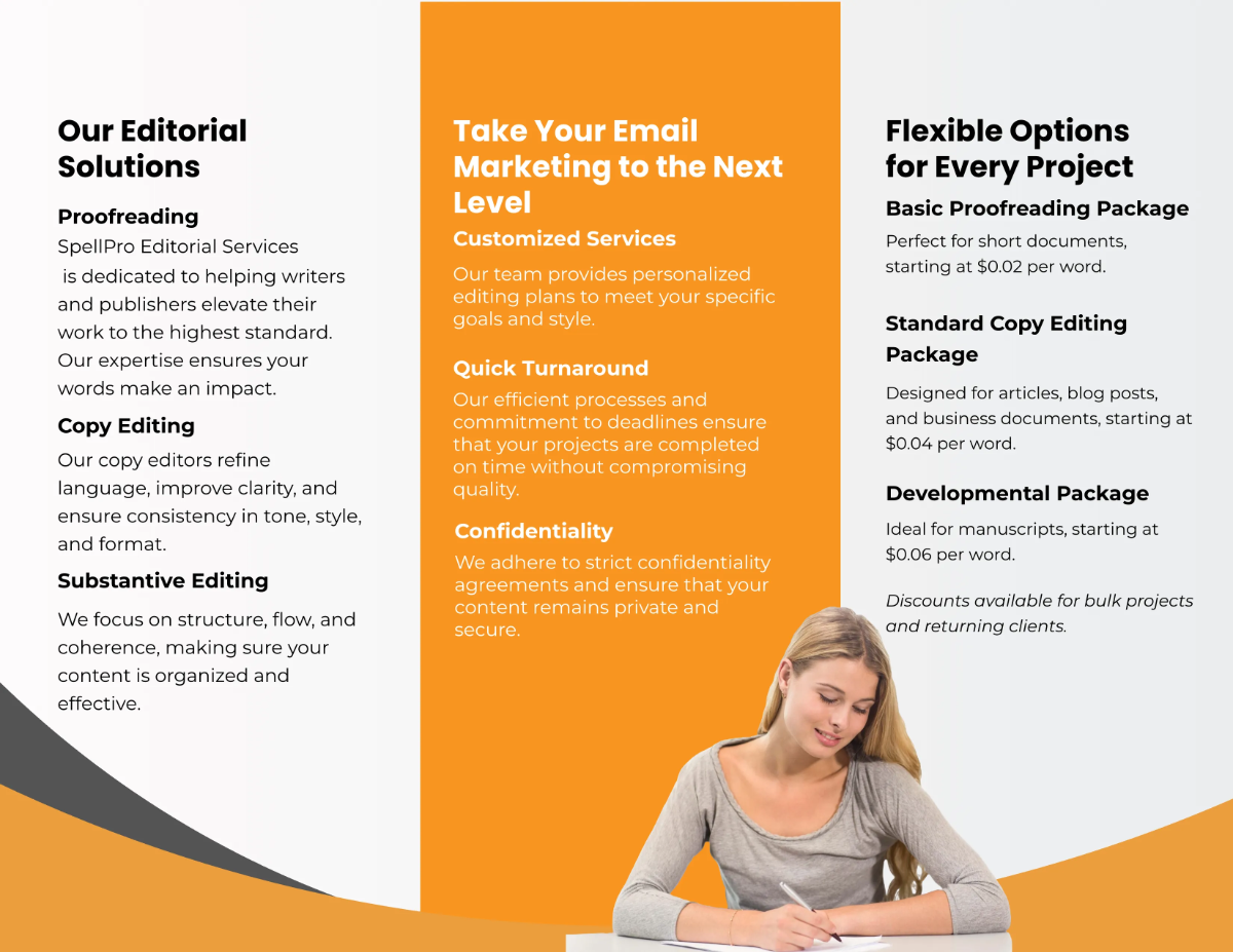 Free Editorial Service Brochure Template to Edit Online