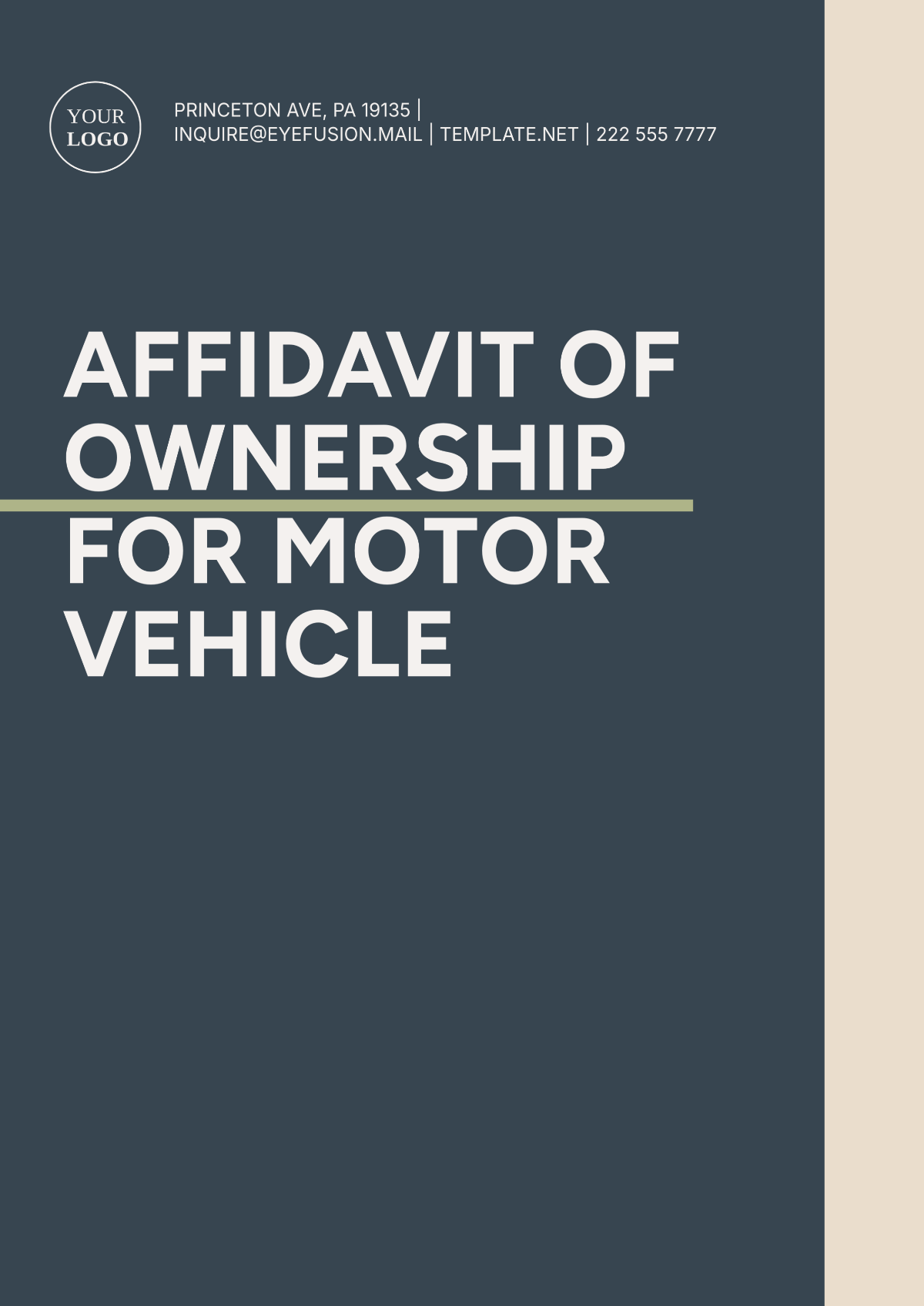 Affidavit of Ownership for Motor Vehicle Template - Edit Online & Download