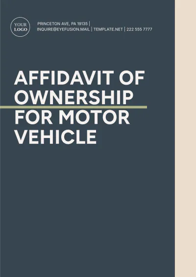 Free Affidavit of Ownership for Motor Vehicle Template to Edit Online