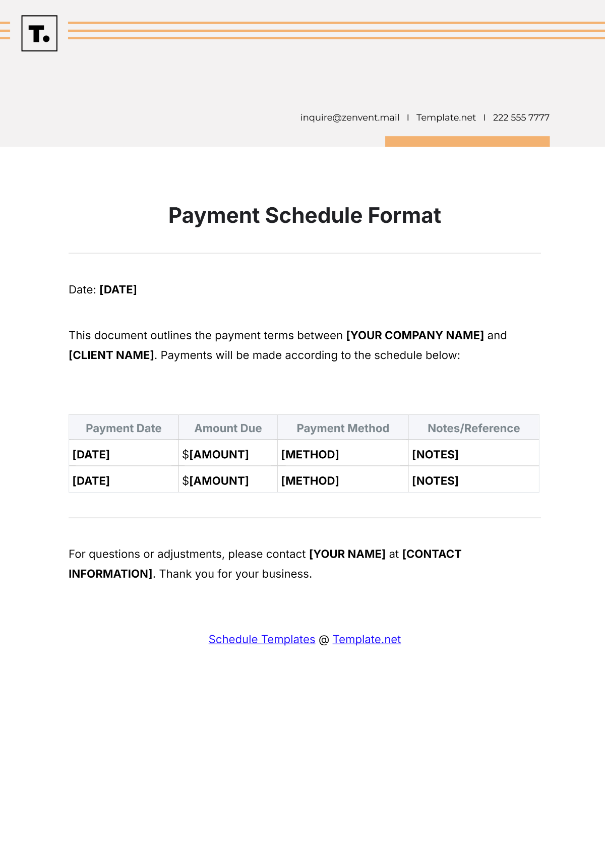 Payment Schedule Format Template - Edit Online & Download