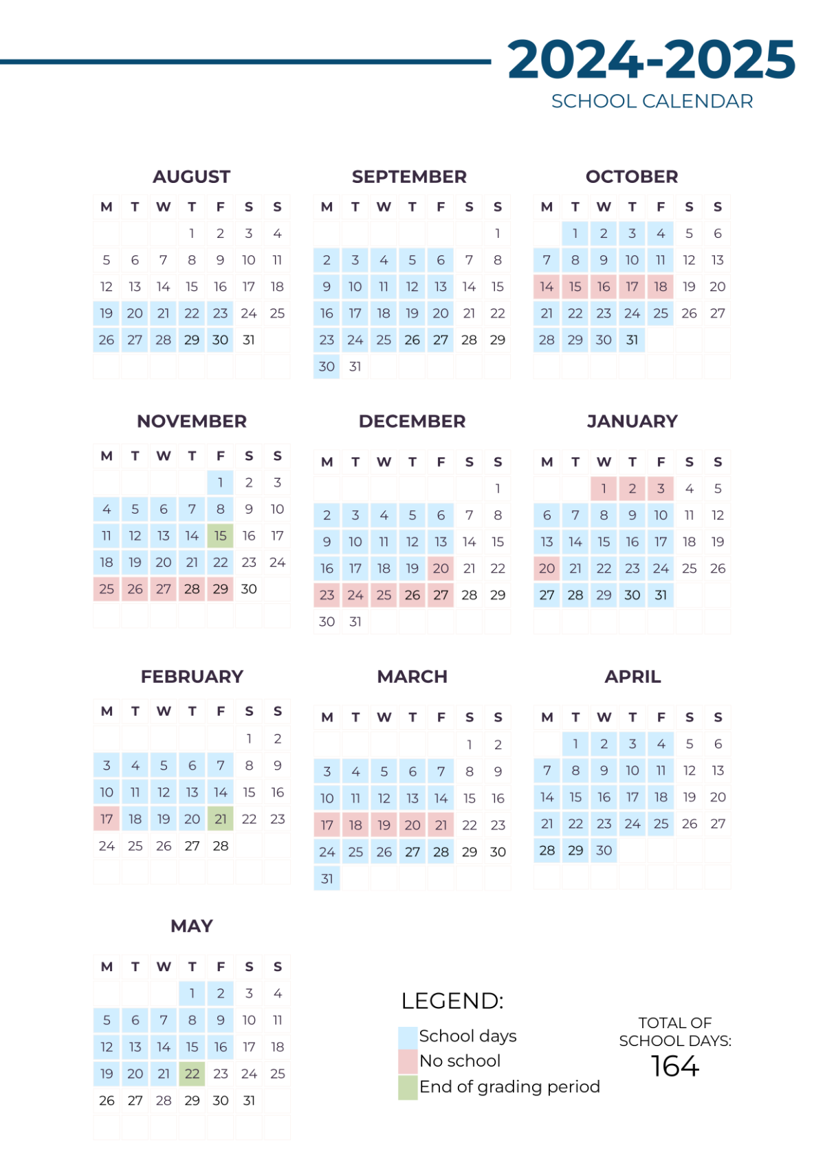 Free 2025 School Calendar Template