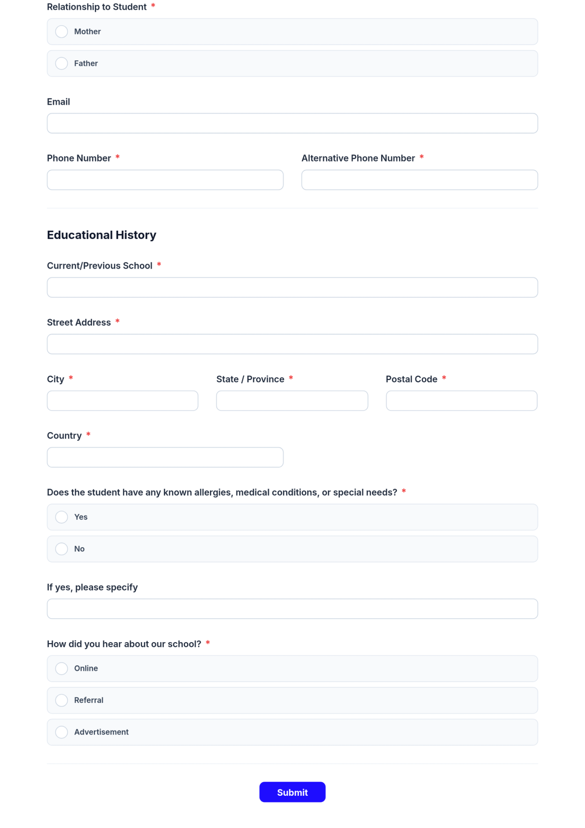 Free Boarding School Admission Form Template & AI Maker Free Boarding School Admission Form Template & AI Maker