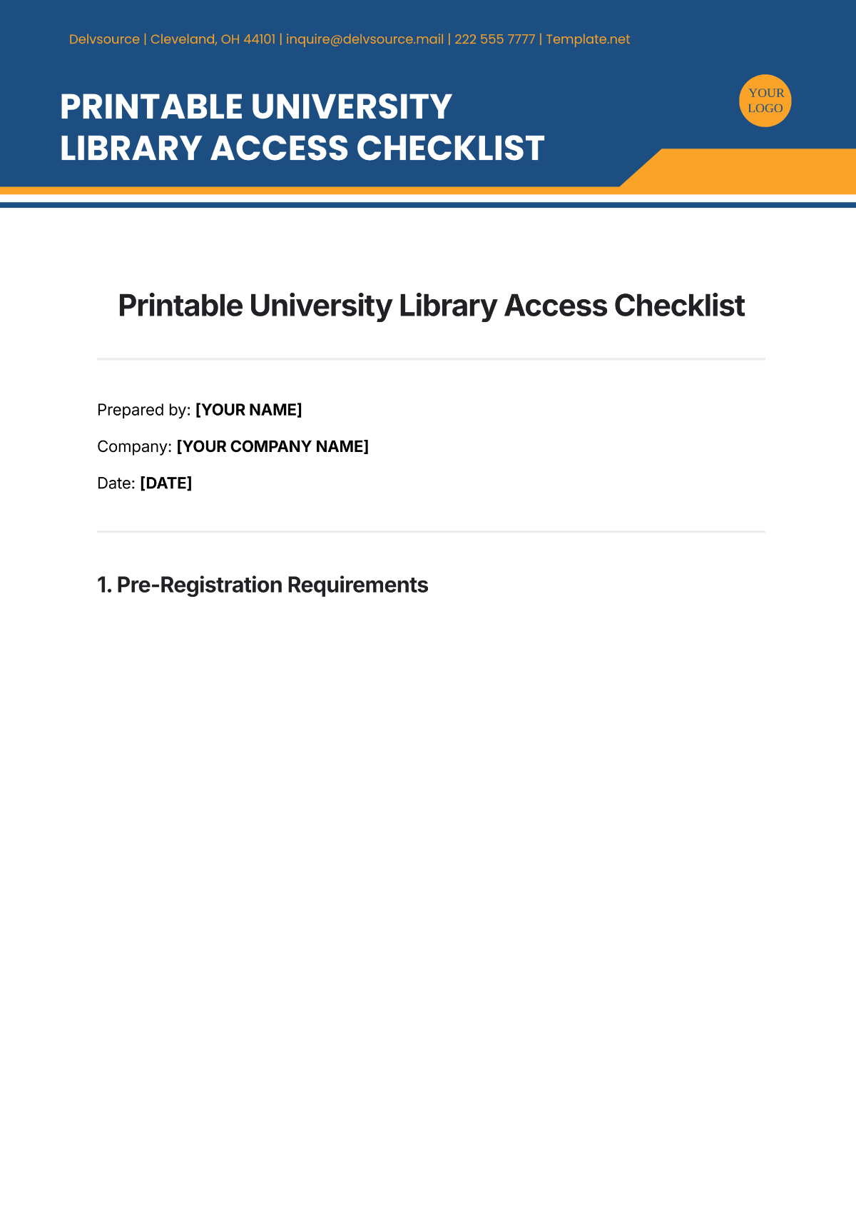 Printable University Library Access Checklist Template - Edit Online & Download