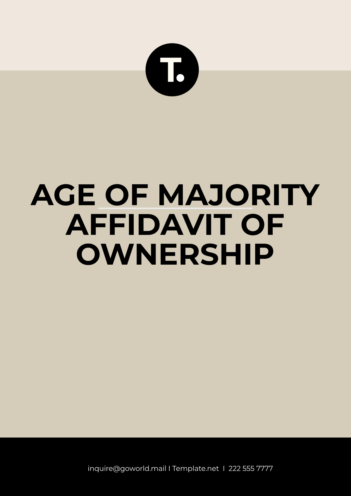 Age of Majority Affidavit of Ownership Template