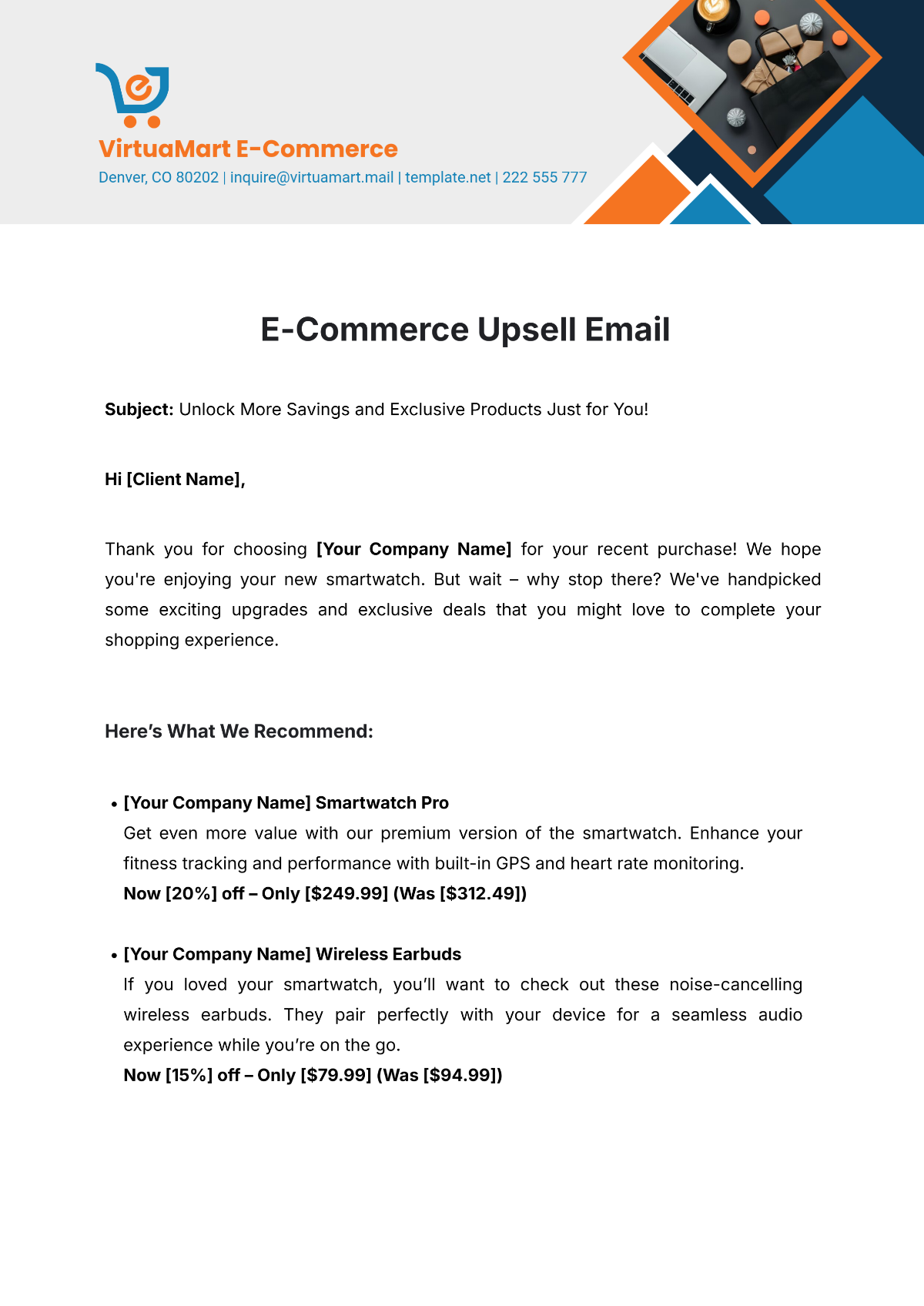 E-Commerce Upsell Email Template