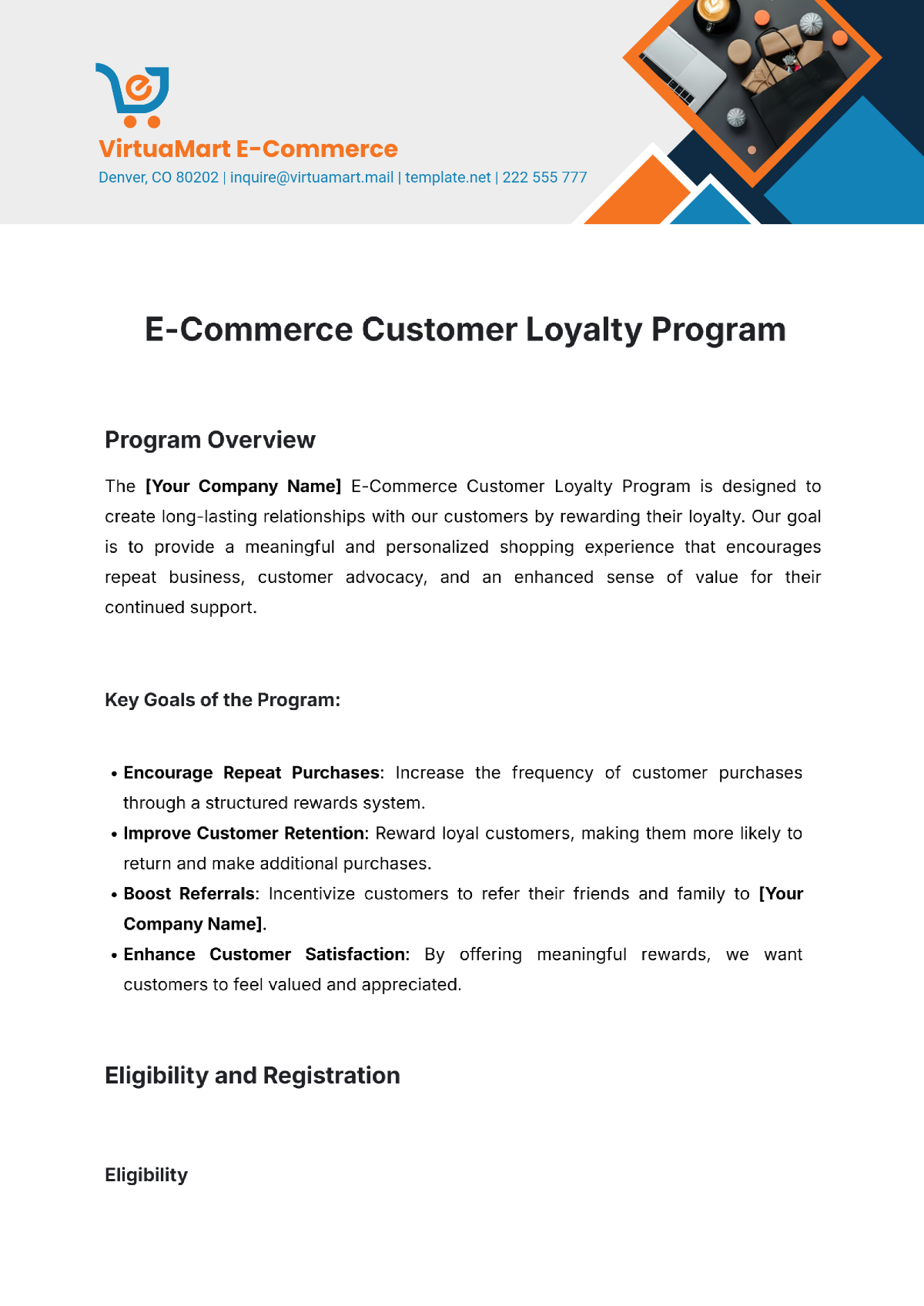 E-Commerce Customer Loyalty Program Template