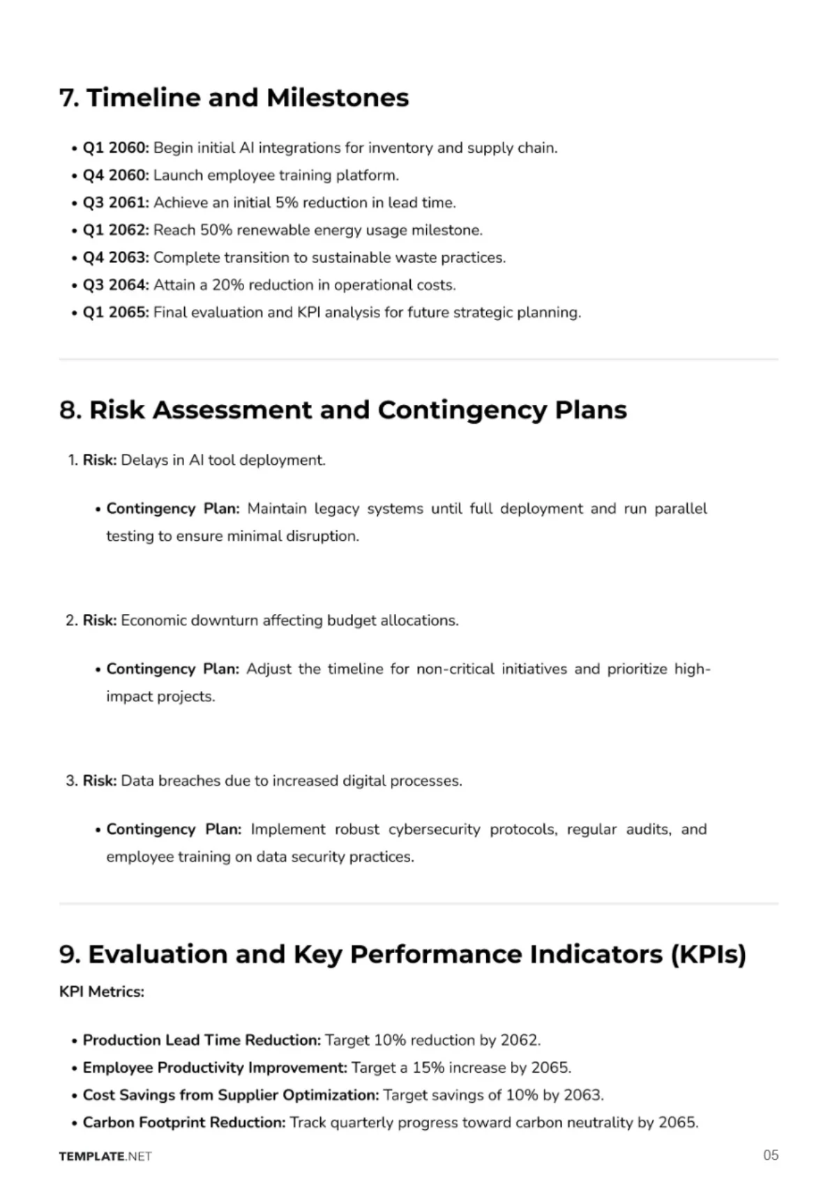 Free Operations Efficiency 5-Year Plan for Business Template to Edit Online