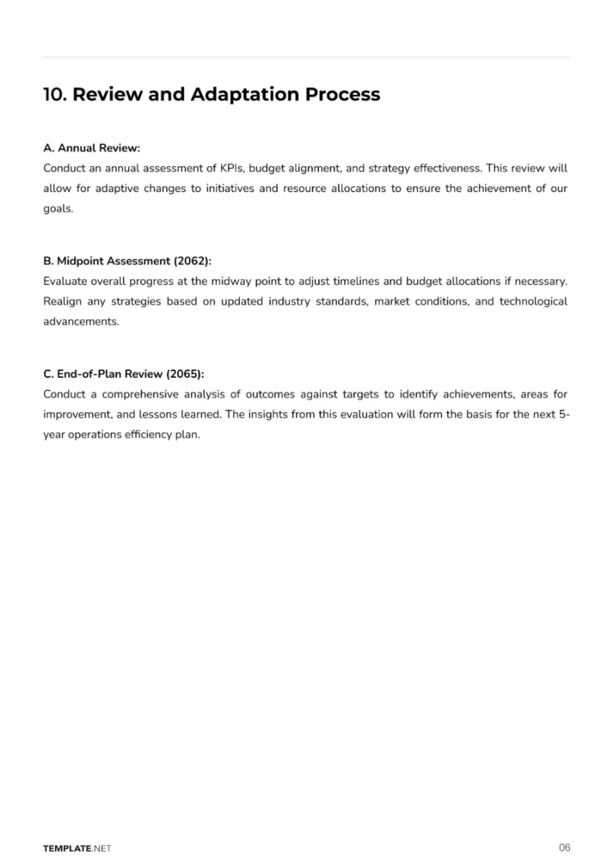Free Operations Efficiency 5-Year Plan for Business Template to Edit Online