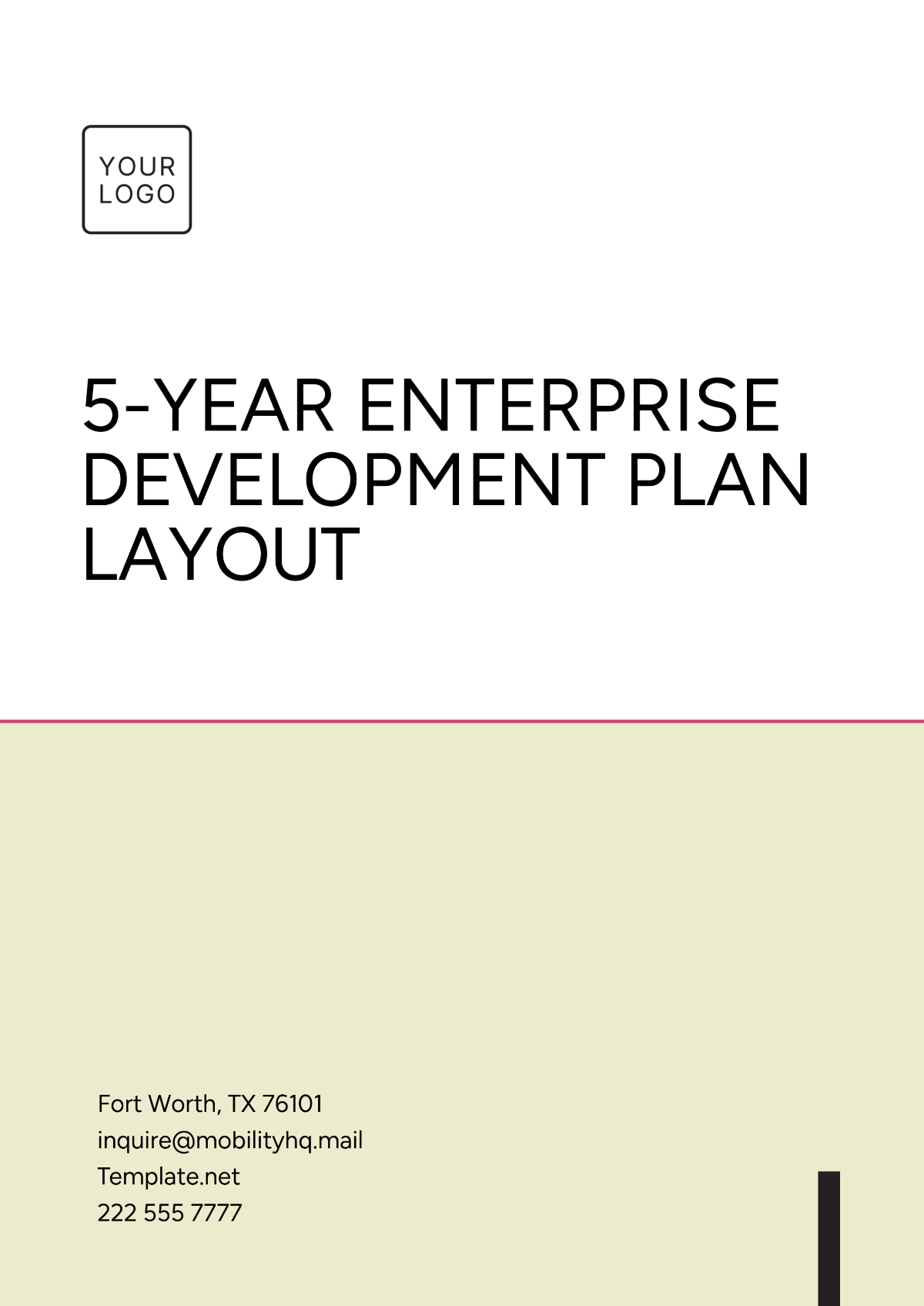 5-Year Enterprise Development Plan Layout  Template - Edit Online & Download