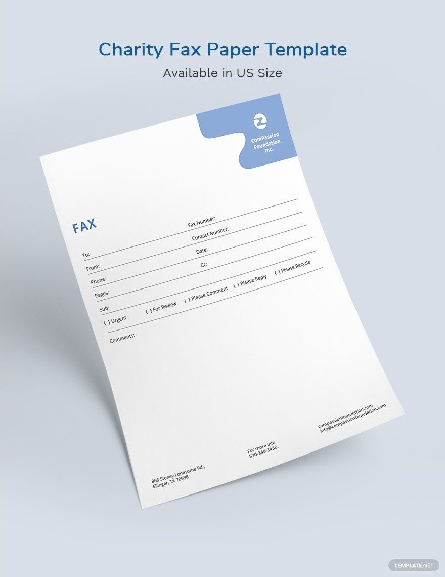 Charity Fax Paper Template