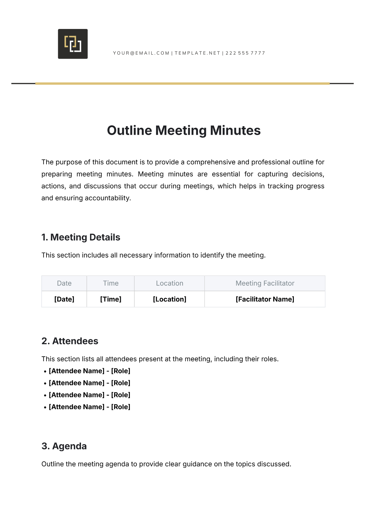 Outline Meeting Minutes Template - Edit Online & Download