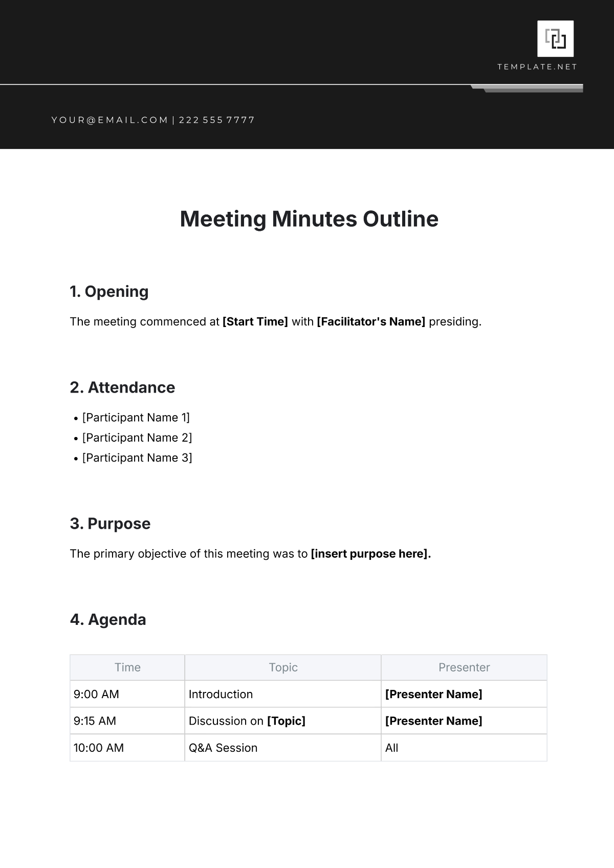 Corporate Outline .Meeting Minutes Template - Edit Online & Download