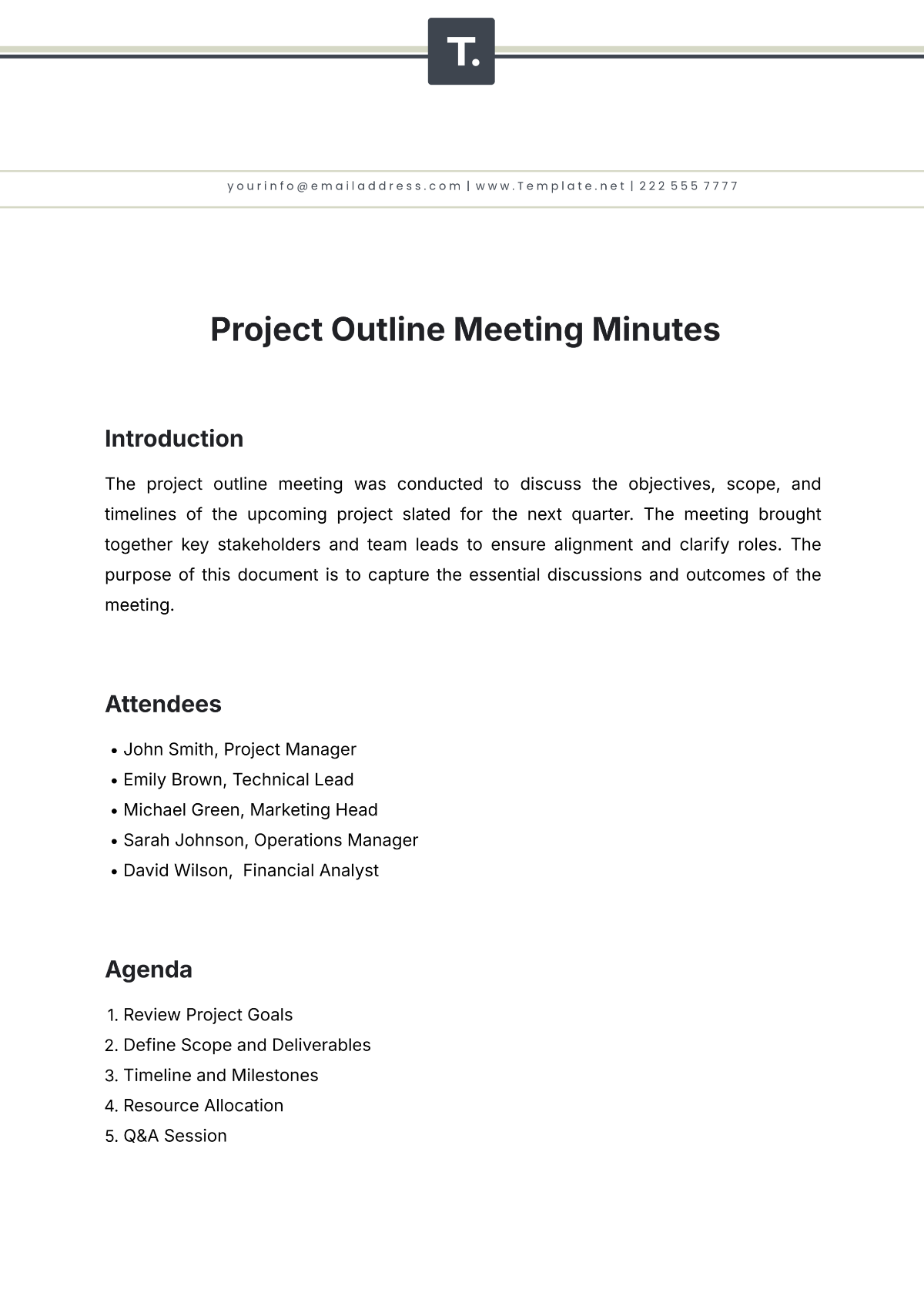 Project Outline Meeting Minutes Template - Edit Online & Download