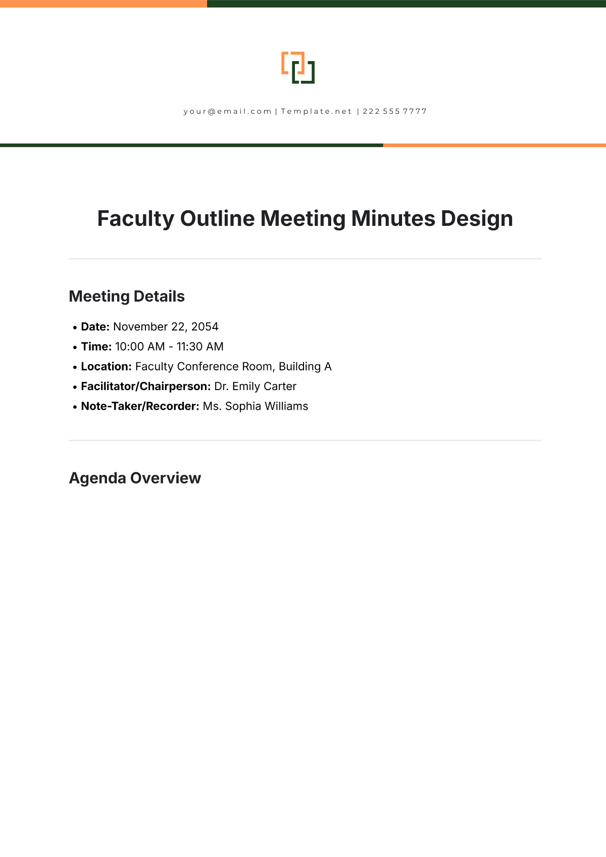 Faculty Outline Meeting Minutes Design Template - Edit Online & Download